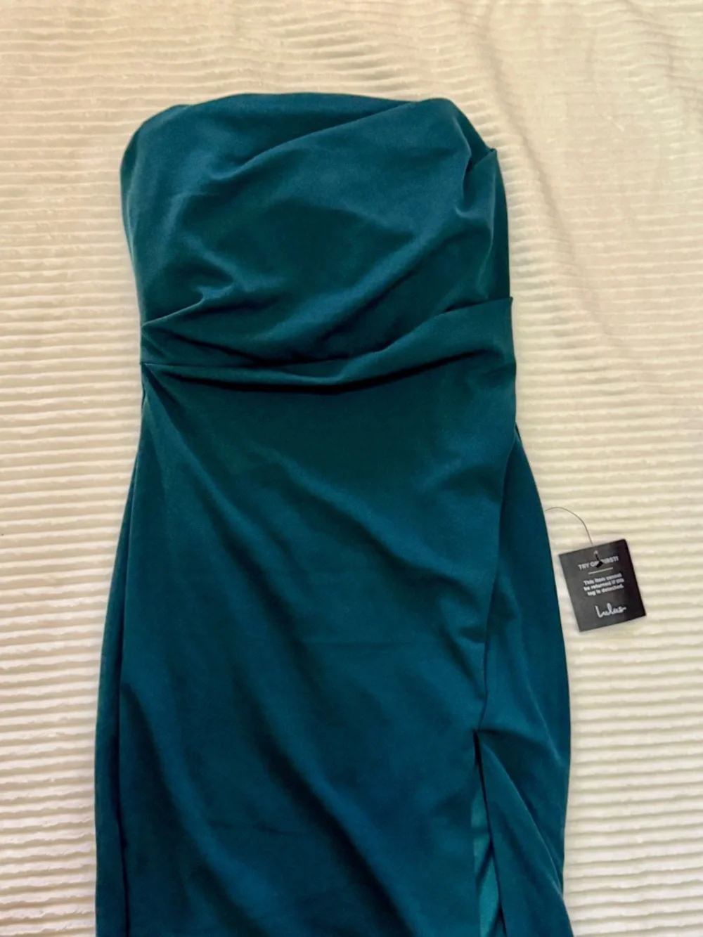 Lulu’s Marvelous Entrance Emerald Green Pleated Strapless Maxi Dress M NWT